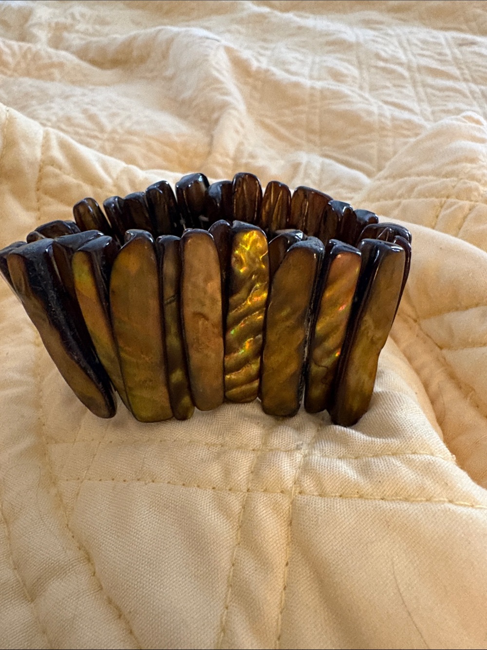 Iridescent Brown Shell Stretch Bracelet